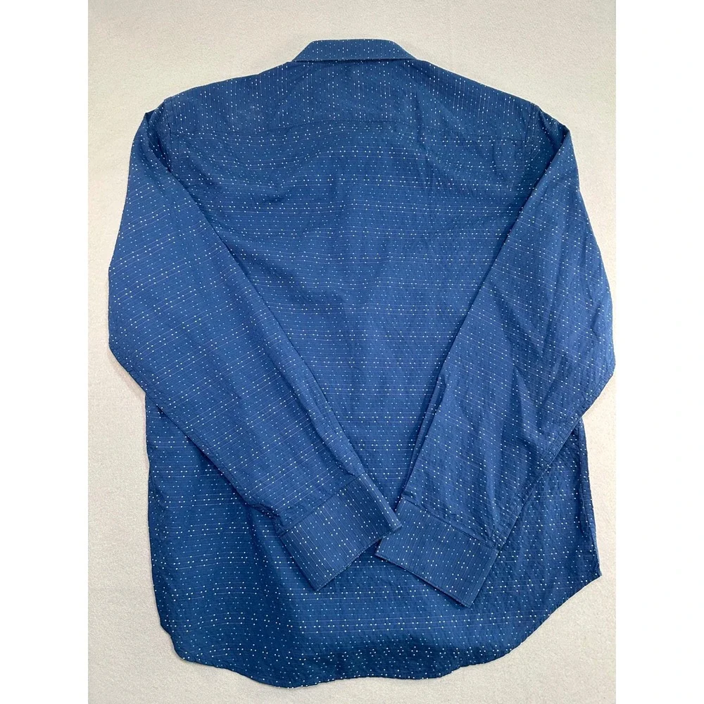 Robert Graham Button Down Shirt Mens XL Blue Dotted Classic Fit Long Sleeve